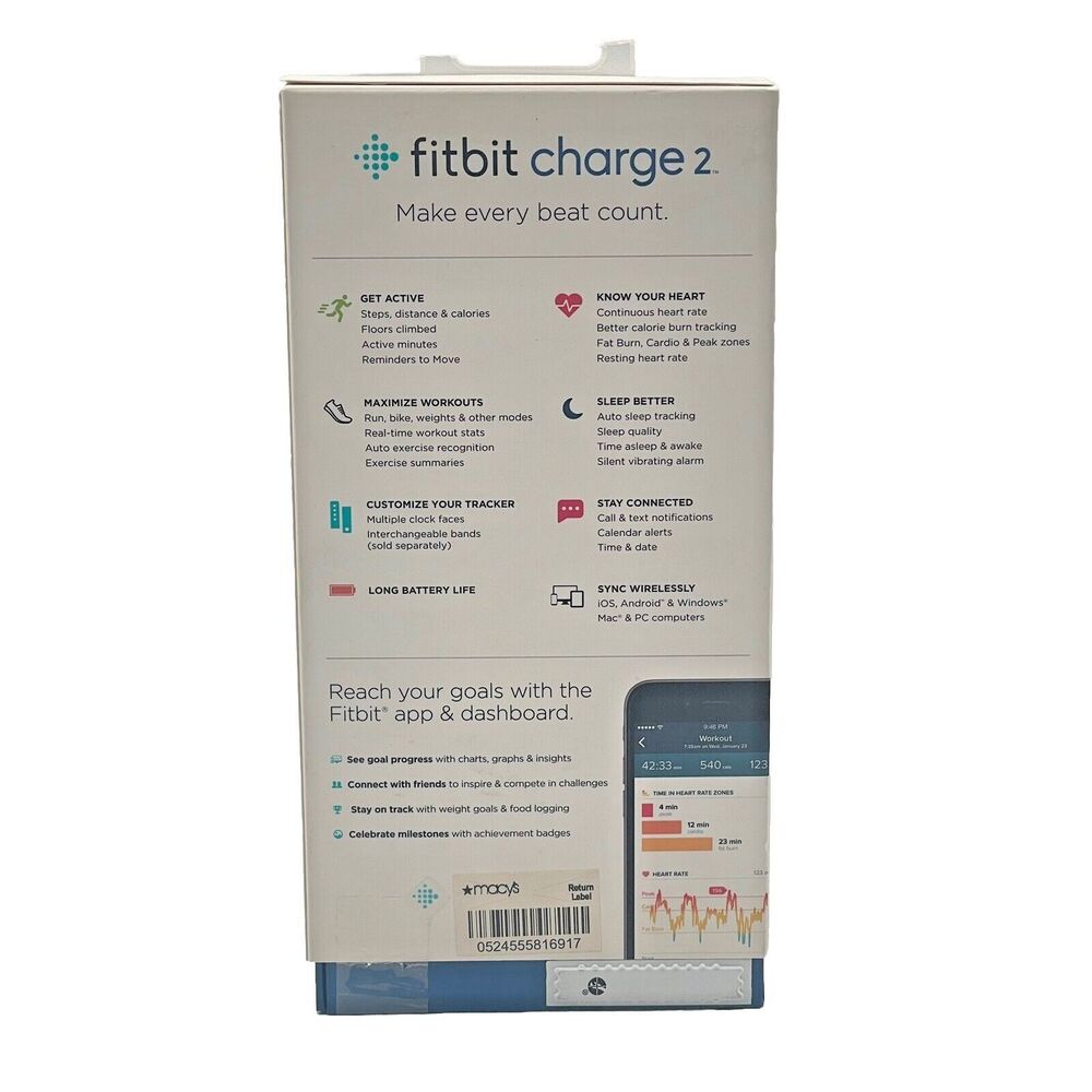 Fitbit Large Charge 2 FB407SBKL Fitness Tracker Black Silver FOR PARTS REPAIR - Picture 4 of 9